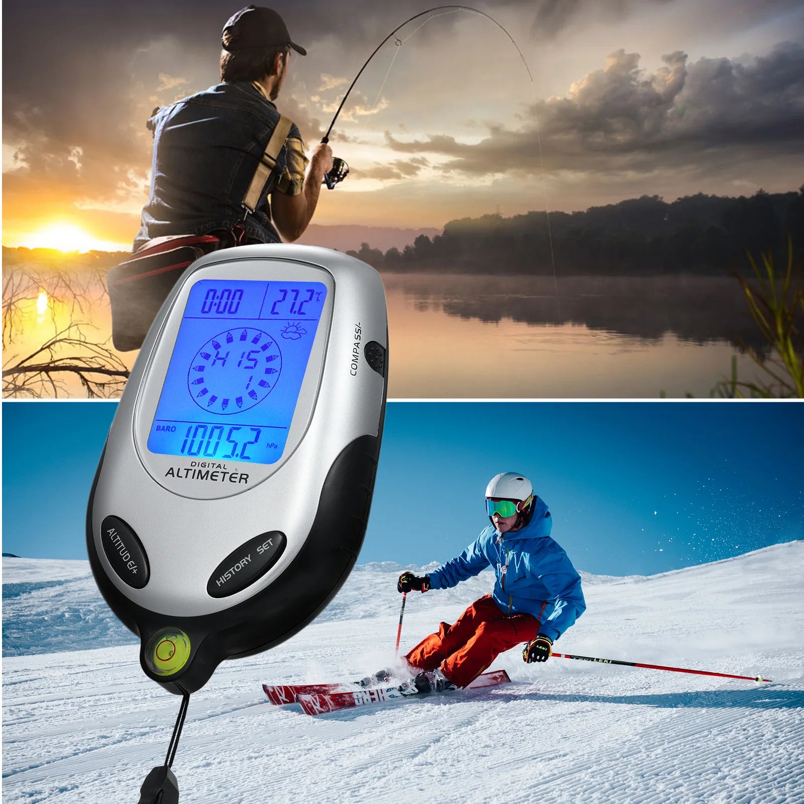 8-in-1 Electronic Altimeter Compass Barometer Thermometer Weather Forecast Time Calendar Clock Outdoor Sports Climbing Tool