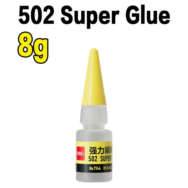 Deli 502 Professional Strength Super Glue Fast Cyanoacrylate Adhesive Hardware Metal Cars Wood Crafts Hobbies Instant Bonding