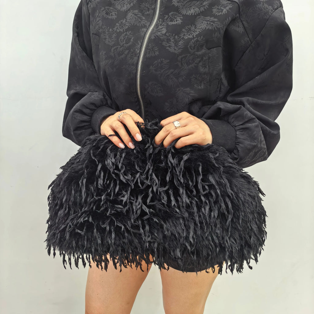 Fluffy Bag Feather Large Cloud Bag Pleated Clutch Bag Plush fairy Bag