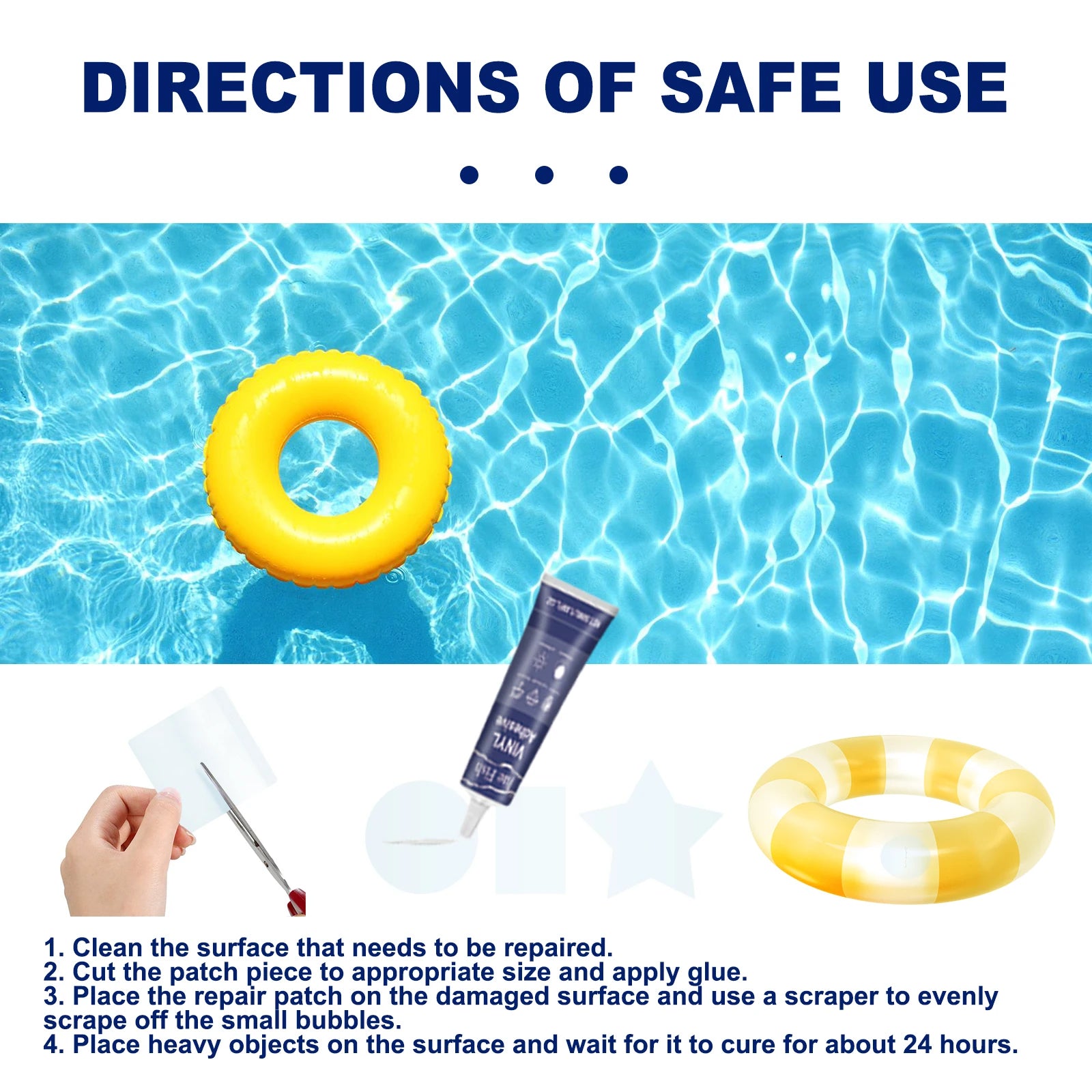 50ML Vinyl Repair Kit Self-adhesive Patch Strong Adhesion Waterproof Leakproof Crack Remove for Inflatable Floats & Water Toys
