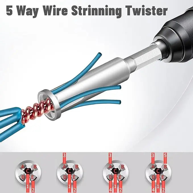 4Pcs Wire Twister Tool for Drill Wire Nut Twister Wire Stripper Tool Connector Driver with 1/4" Chuck Cable Quick Stripping Elec