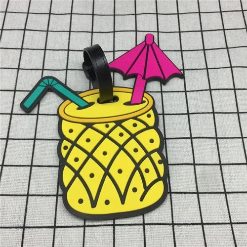 Luggage Tags Cartoon Cute Silicone Fruits Food Beach Style Suitcase Tags Name Address Holder Baggage Boarding Tags Label