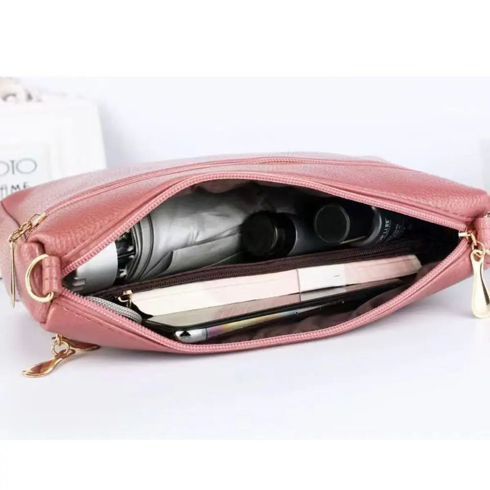 Fashion Square Shape Mom Crossbody Bag PU Urban Simple Shoulder Crossbody Bags Multi-Layer Shopping Bag Daily Use