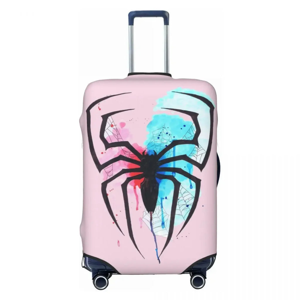 Dustproof Anti-Scratch Luggage Cover Fashion Spider Print Elastic Fits 18-32 Inch Suitcases Washable Durable For Travel