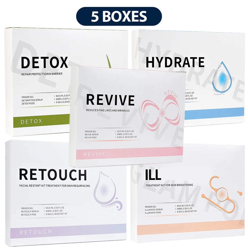 Foreverlily 5 pcs CO2 Pods Set For CO2 Bubble Pen Aqua Face Cleaning CO2 Capsule Gels Facial SPA Beauty Restart Kit Skin Care