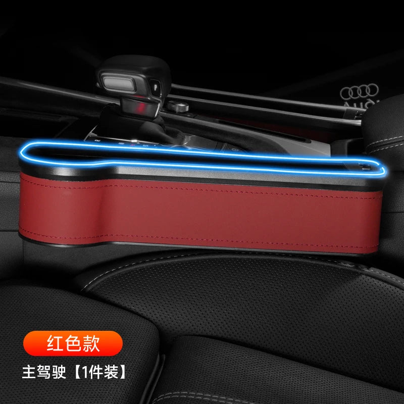 Car Storage Box With Ambient Light USB Charging Port Light-Emitting Multi-Functional Car Seat Clip Gap Storage Box