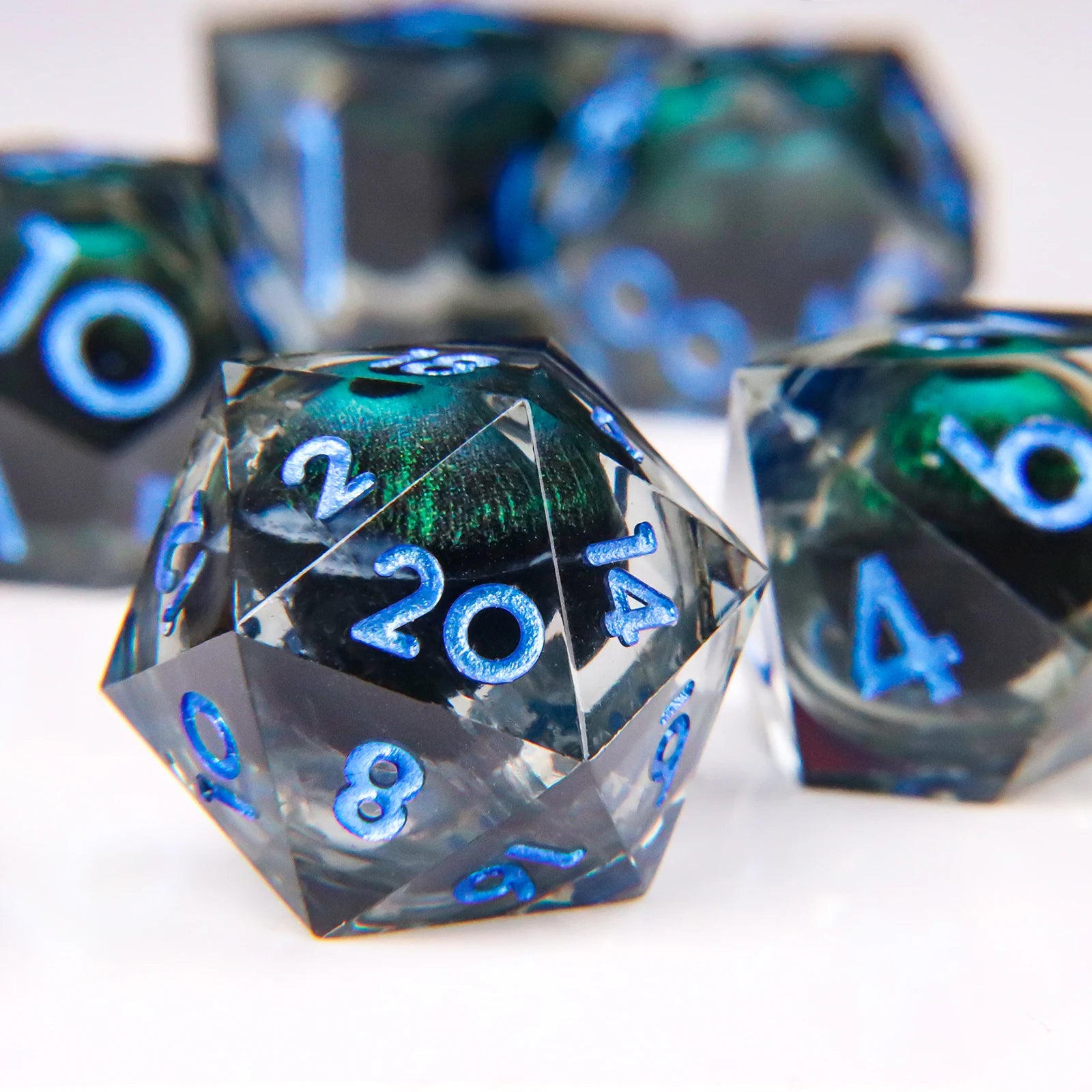 DND Dragon Eye Dice Liquid Core Dice Set Resin Sharp Edged Dice For Dungeons and Dragons Polyhedral D&D Dice Handmade D and D