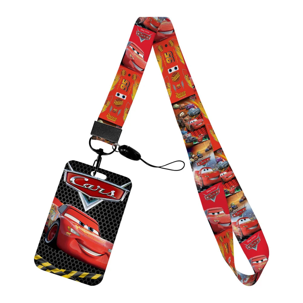 Cars Disney Movie Lightning McQueen New Arrvial Cute Cartoon Badge Holder ID Card Bus Card Holder Lanyard for Accessories Gifts