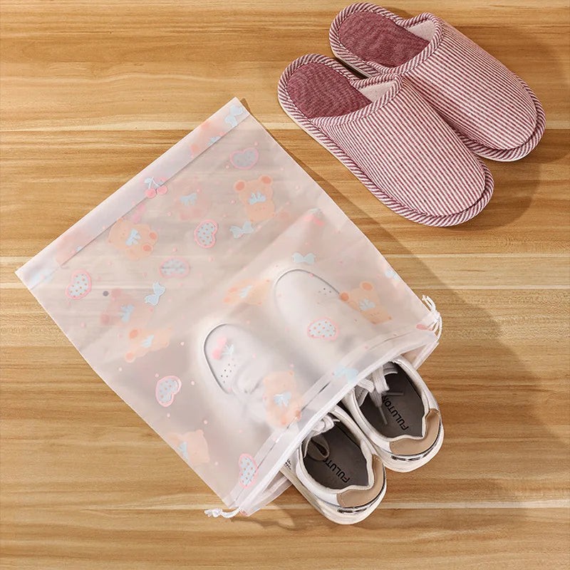 10Pcs Transparent Waterproof Travel Cosmetic Bag Towel Socks Plastic Drawstring Storage Bag Bathroom Transparent Beach Bag