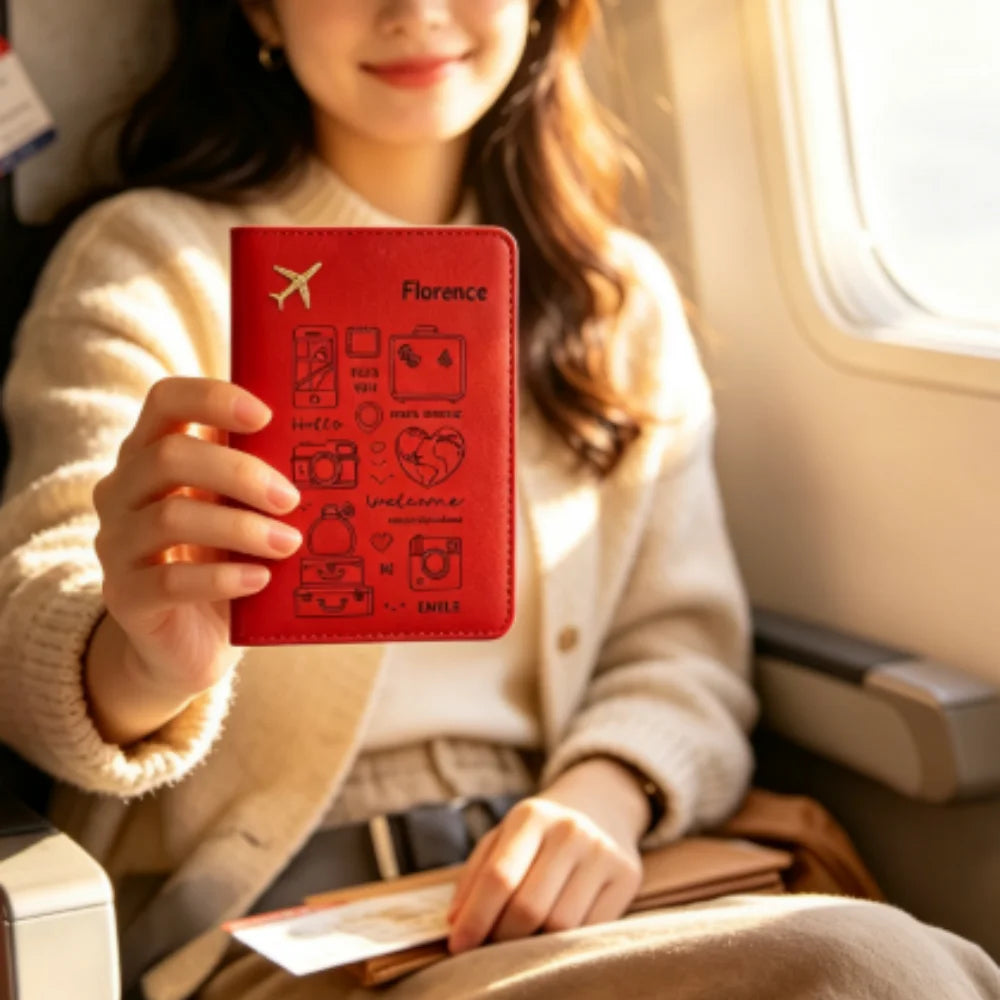 Customized Name Open Style Cartoon Passport Holder, Multi-Color Travel Storage Case for Passport & Visa, Practical Travel Gift