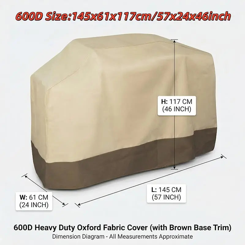 600D Outdoor BBQ Grill Cover Charcoal Gas Grills Waterproof Rip-Proof Weather-Resistant Anti-UV Heavy-duty Barbecue Oven Cover