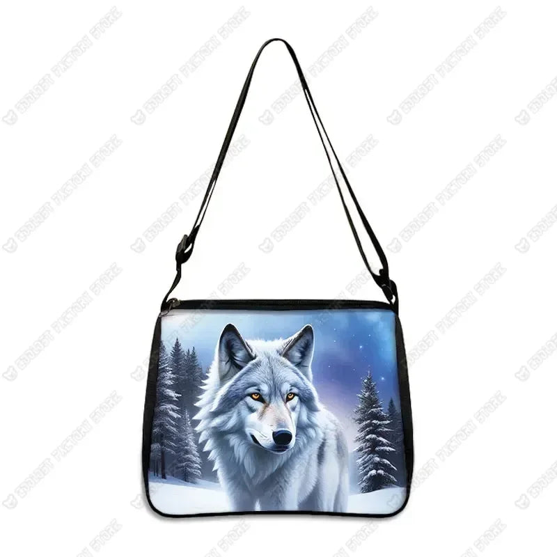 Howling Wolf Under The Moonlight Handbags Baby Wolf Messenger Bag Cool Howling Wolf Shoulder Bag Crossbody Bag Phone Holder