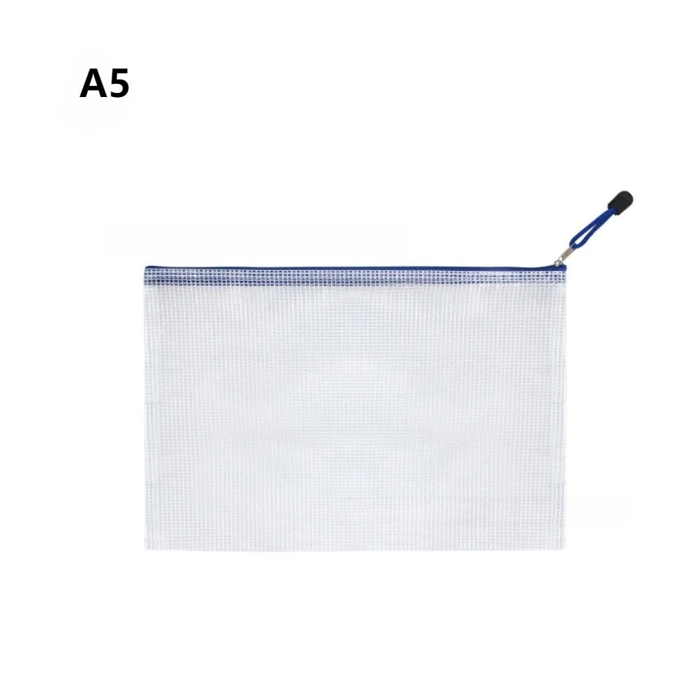 1/3pcs PVC transparent waterproof mesh zipper file bag Mesh zipper archive bag Storage office supplies Household storage bag