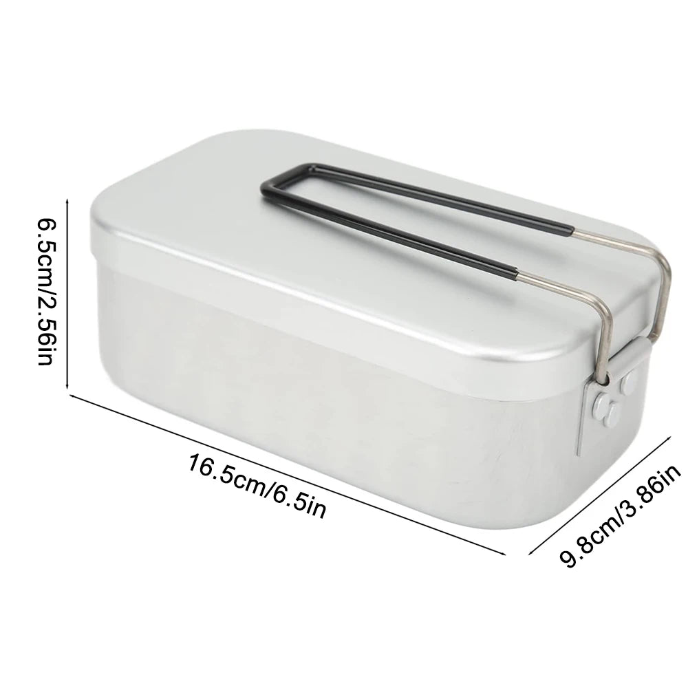 800ML Aluminum Lunch Boxes Outdoor Camping Cookware Tableware Foldable Handles Picnic Box Cooking Food Bento Box For Hiking
