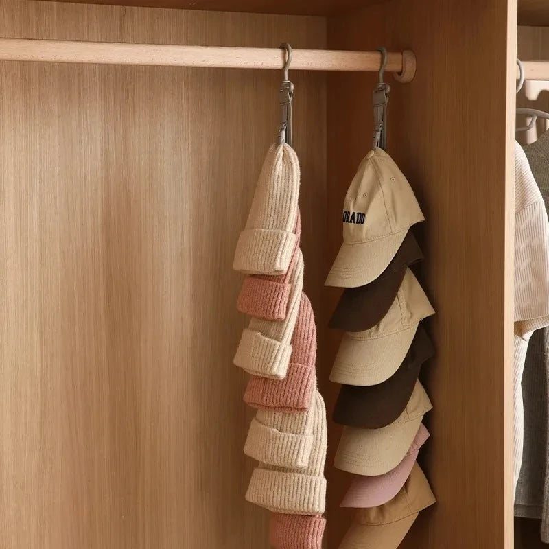 Wardrobe Hat Rack Hanging Rope Baseball Cap Display Organizer Clips Closet Door Hanger Bedroom Space Saving Storage Tool