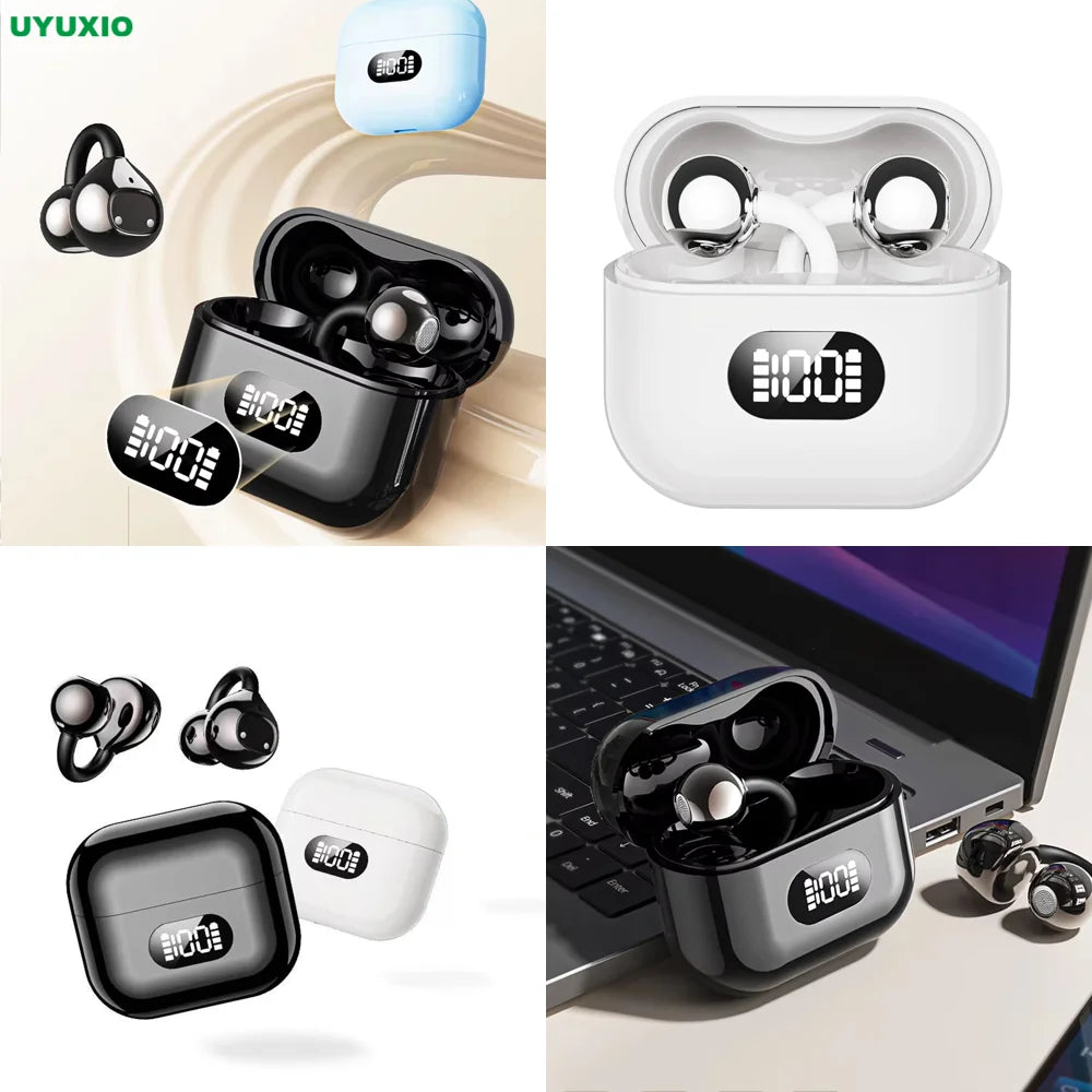 BT 5.4 Earphone Wireless Clear Calls Comfort Fit Earbuds with LED Display Deep Bass Stereo OWS Earphone for Business Travel