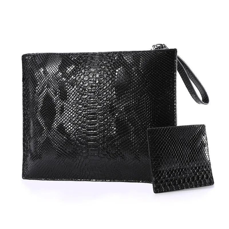 Snake Pattern Women Enveloppe Bags PU Leather Women's Clutch Bag Brand Design Party Clutches for Ladies Wallet Free Card Bag