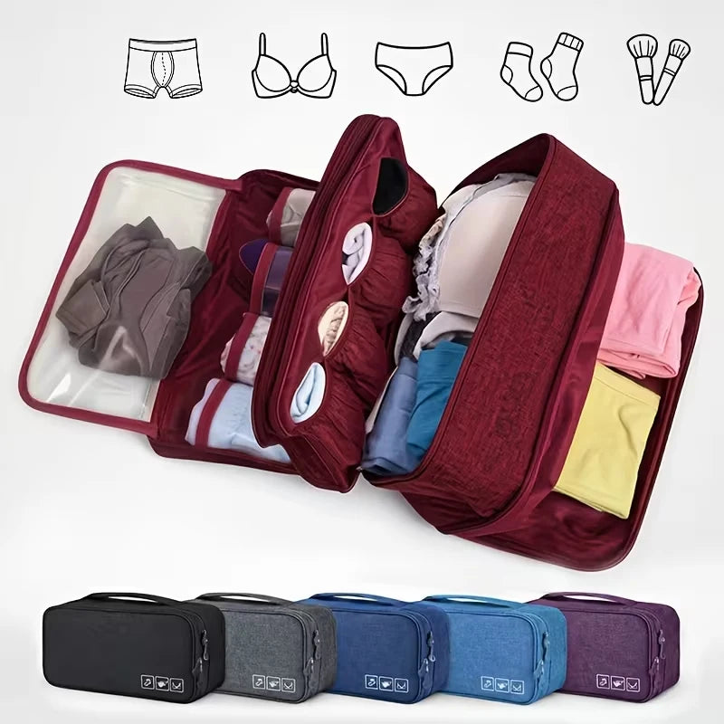 Portable Travel Underwear Organizer – Foldable – Zippered Storage Bag for Bras, Socks,and Underwear – Compact Suitcase Organizer