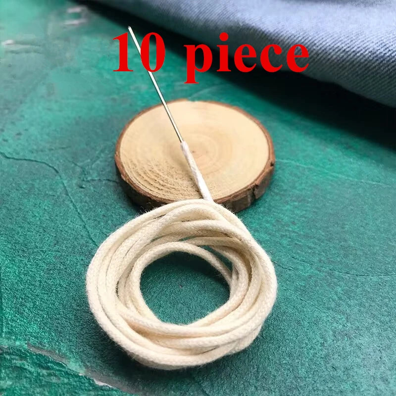 10pcs/Lot Thickned White/Red 1 Meter Long With Needle Pure Cotton Wicks For Zippo Zorro Classic Oil Lighters Replace Accessory
