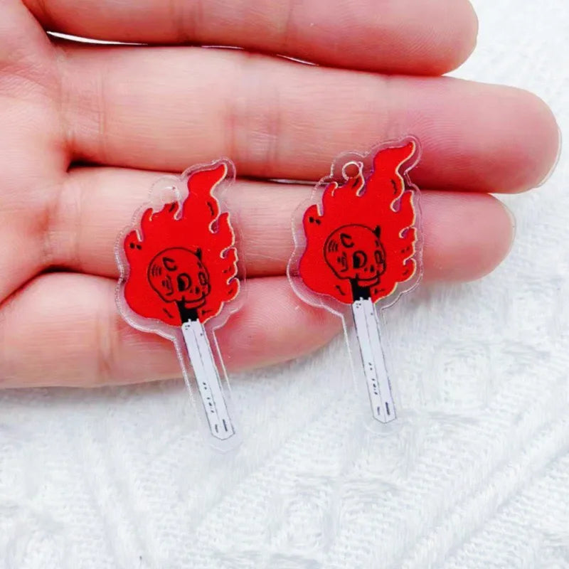 10pcs Halloween cartoon character charm creative acrylic pendant keychain necklace jewelry DIY ornaments hanging accessories