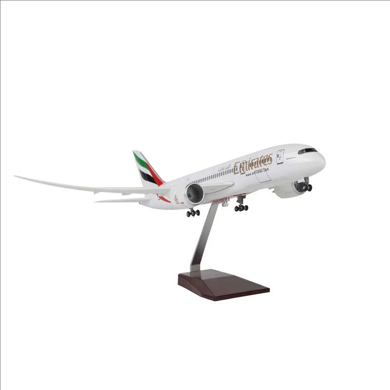 787 Emirates Aircraft Model With Lights And Wheels Simulation, Static Model Ornament, Model Airplane Enthusiast Gift