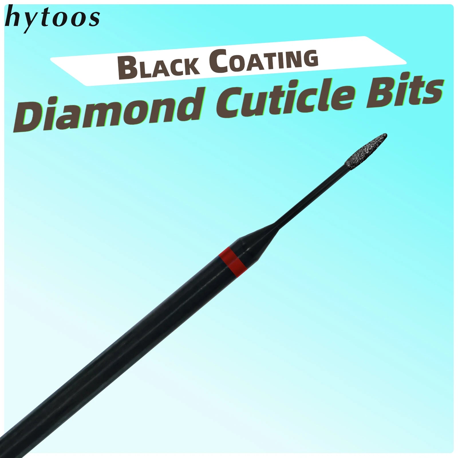 HYTOOS 1mm Mini Cone Cuticle Clean Nail Drill Bit, Black Russian Diamond Nail Bits Nail Cleaner Accessories for Dead Skin