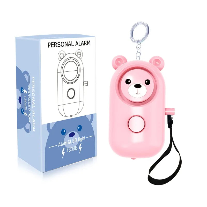 Bear Style Emergency Alarms,Security Alarm Keychain Protective Devices Personal Siren Ring with LED Light,130Db