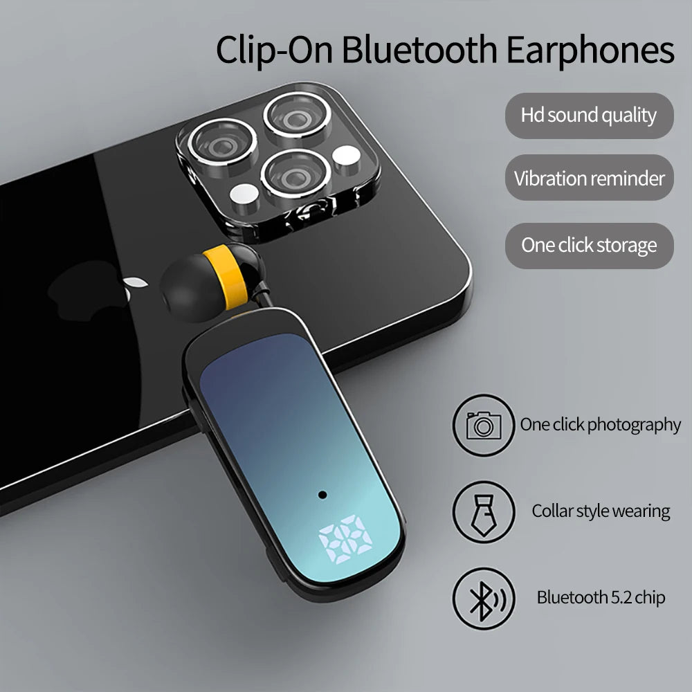 K65 Wireless Bluetooth-Compatible Headset Lavalier Retractable Cable Smart Single Ear In-ear Sport Earphone Led Digital Display