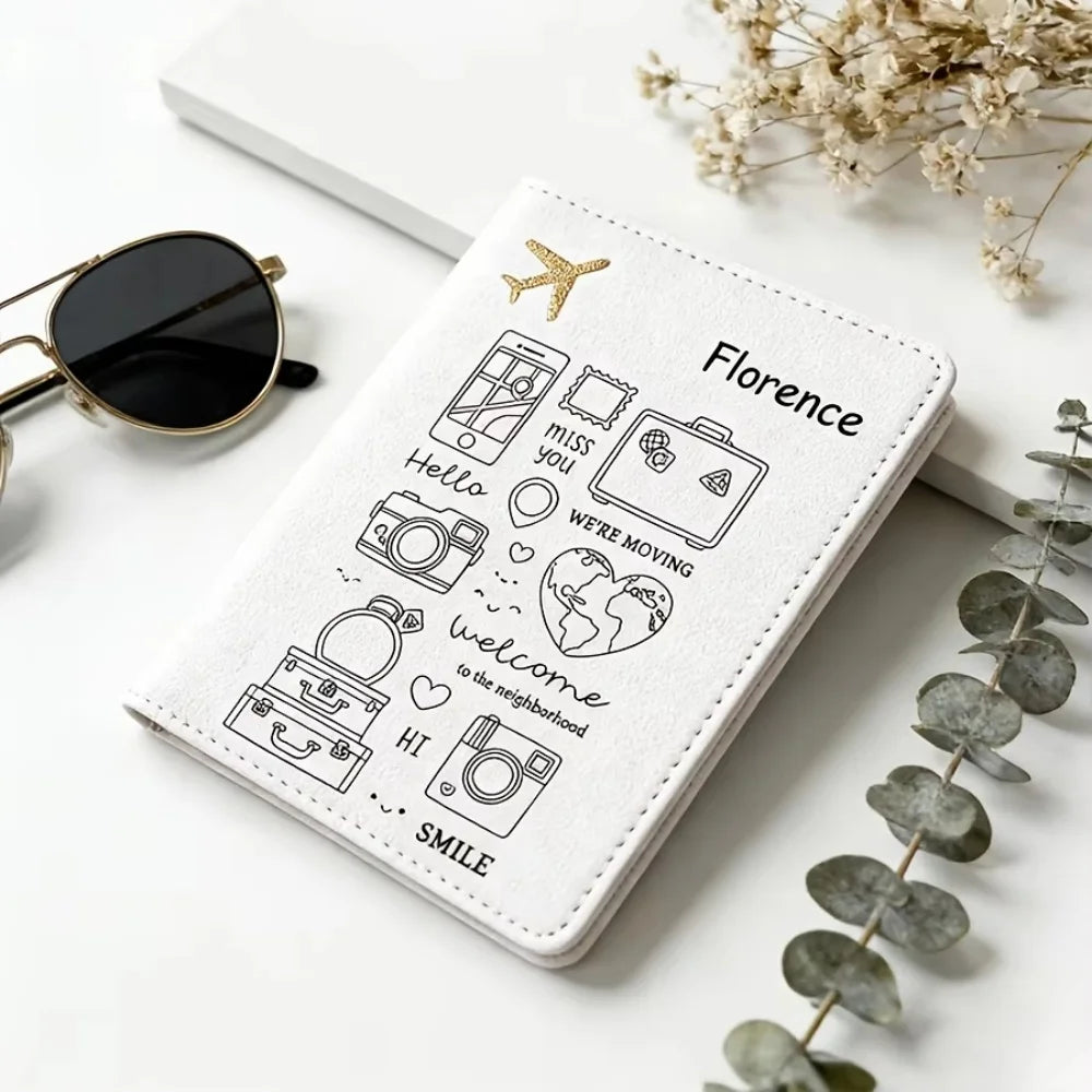Customized Name Open Style Cartoon Passport Holder, Multi-Color Travel Storage Case for Passport & Visa, Practical Travel Gift