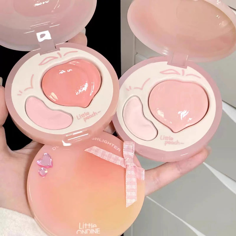 Little Ondine Cosmetics Double Effec Combination High Gloss Powder Blusher Plate Facial Repair Multi-purpose Brighten Makeup