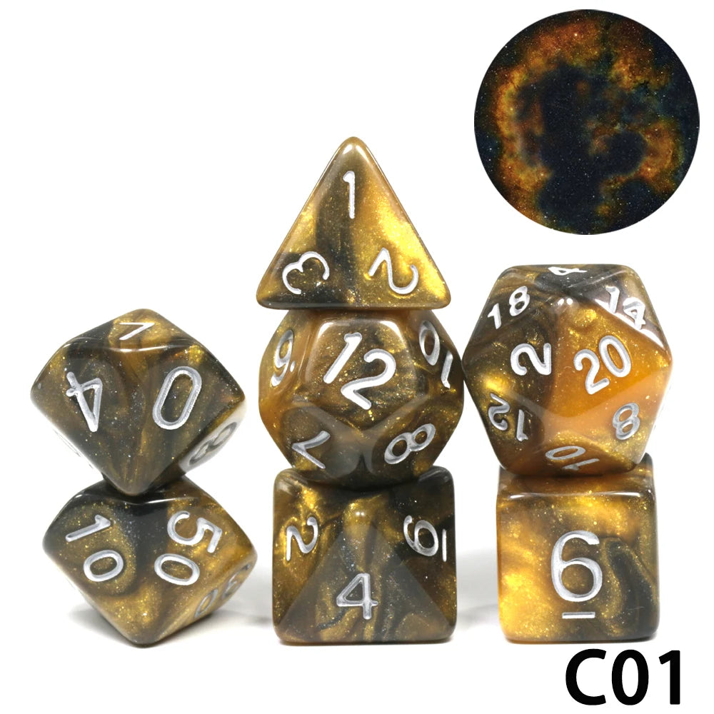 Polyhedral Dice TRPG DNDGame Games 7Pcs/Set D4 D6 D8 D10 D12 D20 Multi Sides for Board Game