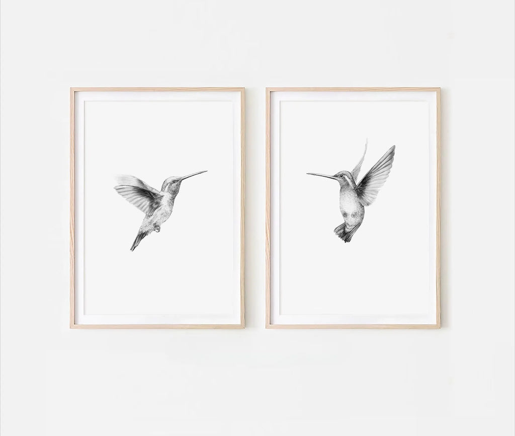 2pcs/set of Retro Hummingbird Animal Canvas Prints Minimalist Retro Bird Farmhouse Wall Art Posters for Living Room Home Decor