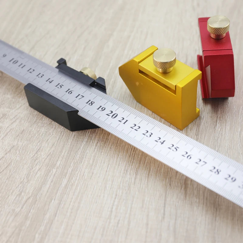 Steel Ruler Positioning Block Stop Block Woodworking Line Locator DIY Measuring Tool Fixed Steel Ruler W/ 300mm Carpentry Tools