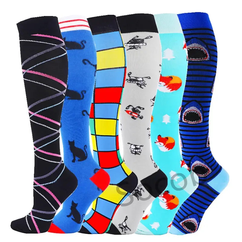 6/7 Pairs Compression Socks Varicose Diabetes Sock Running Cycling Hiking Touring Bicycle Marathon Outdoor Rugby Edema Long Tube