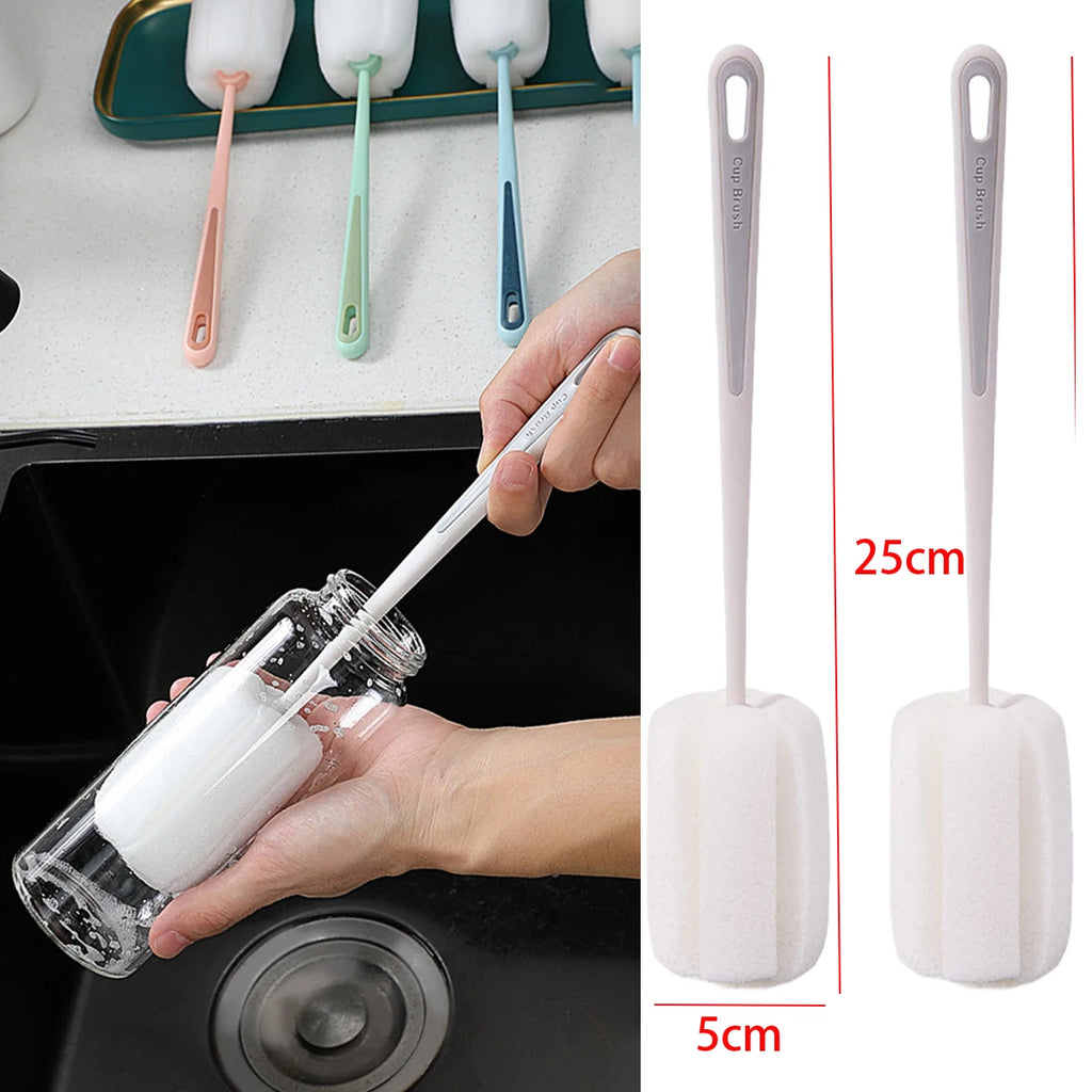 Long Handle Cup Brush,Kitchen Glass Bottle Cleaning Brush,Milk Bottle Tea Cup Scrubber,No-Electricity Required Cleaning Tool