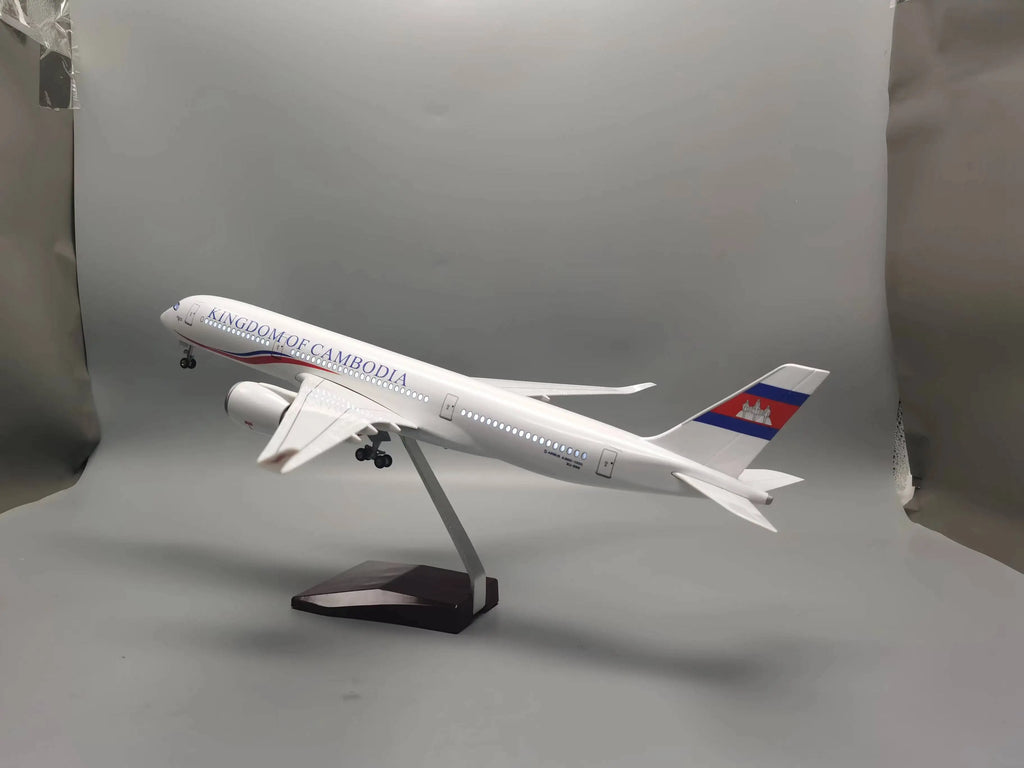 47cm Diecast Aircraft Cambodia A350 Airways Resin Model Airplanes 1/142 Scale Plane For Boys Static Display With Landing Gear