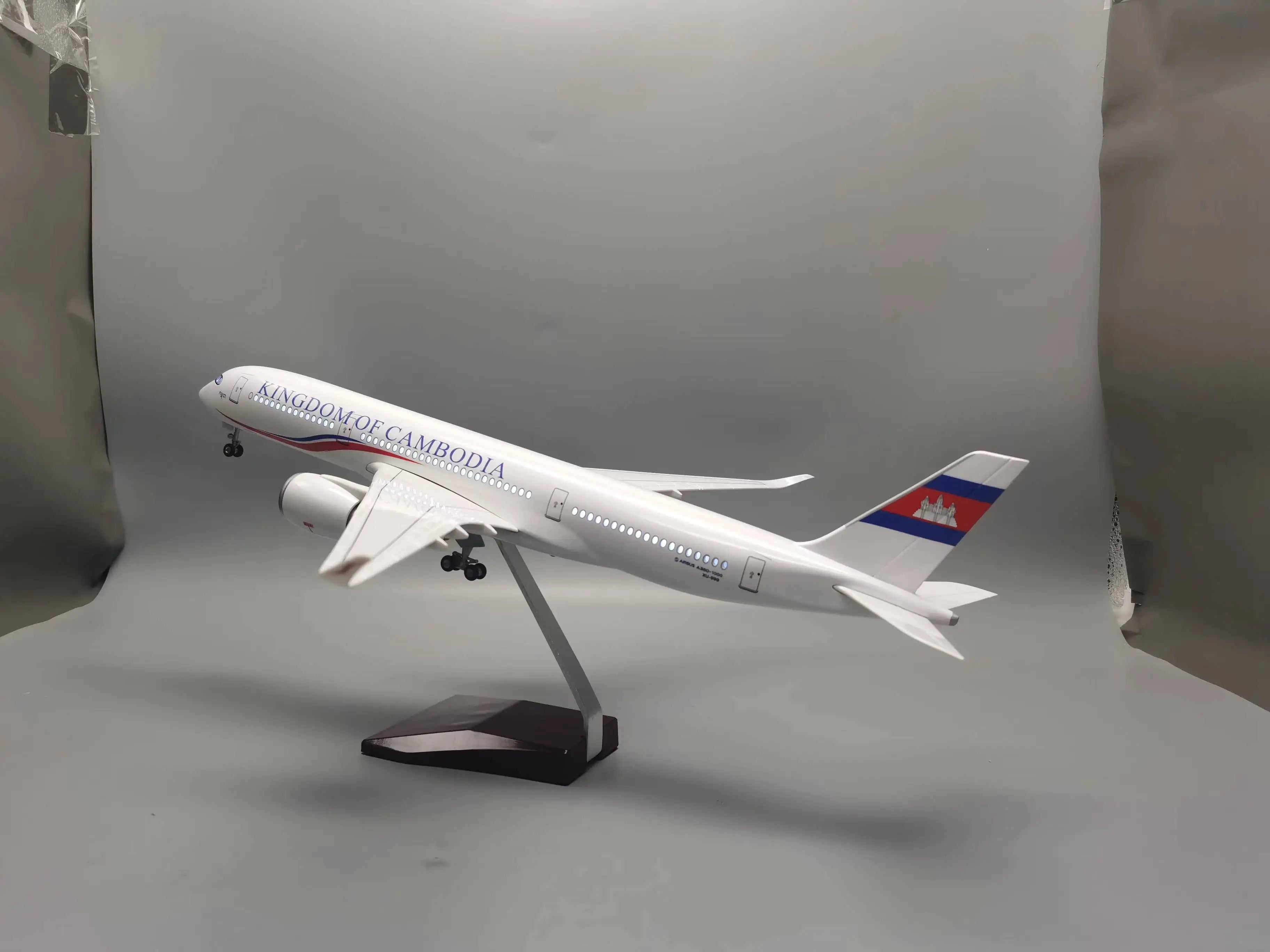 47cm Diecast Aircraft Cambodia A350 Airways Resin Model Airplanes 1/142 Scale Plane For Boys Static Display With Landing Gear