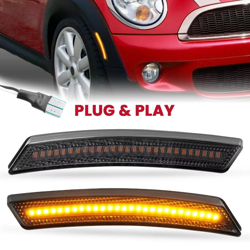 For Mini Cooper R55 R56 R57 R58 R59 R60 Front LED Fender Side Marker Lights 2PCS