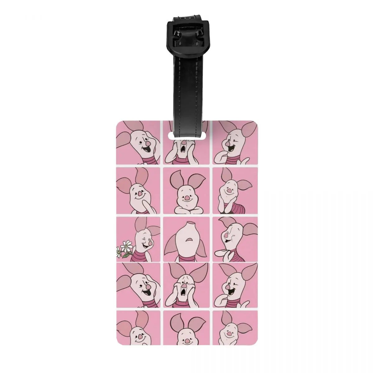 Custom Happy P-Piglets Anime Big Movie Luggage Tag With Name Card Privacy Cover ID Label for Travel Bag Suitcase