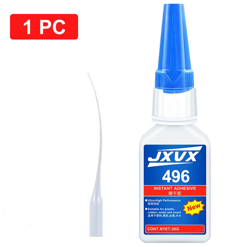 496 Instant Glue Cyanoacrylate Super Glue Quick-Drying Glue Metal Plastic Ceramic Strong Sticking Fixed Glue 10 Seconds Fast Dry