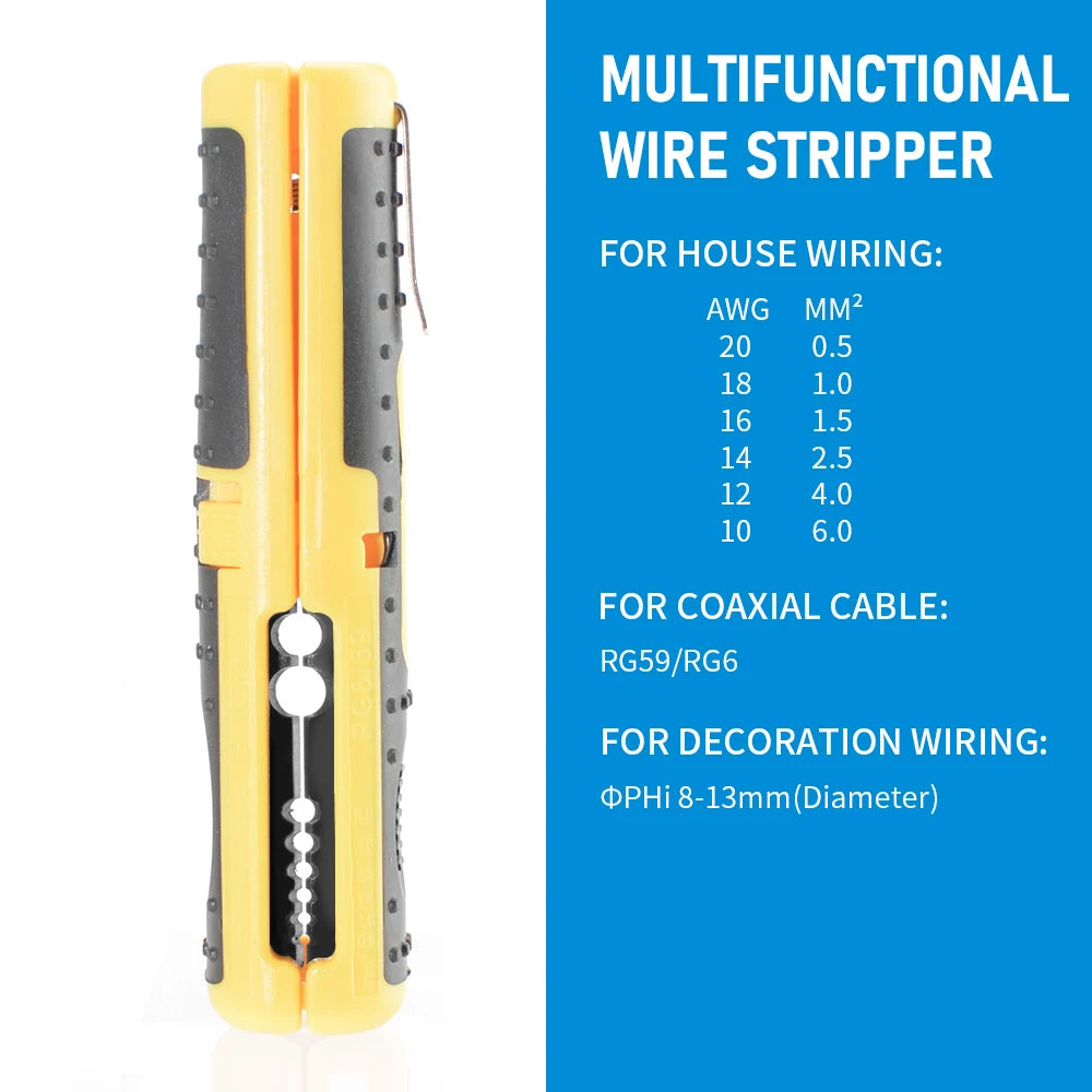 Multifunctional Wire Stripper & Cutter, Portable Pen Clip Design with Anti-Skid Handle for Electrical & Network Cables