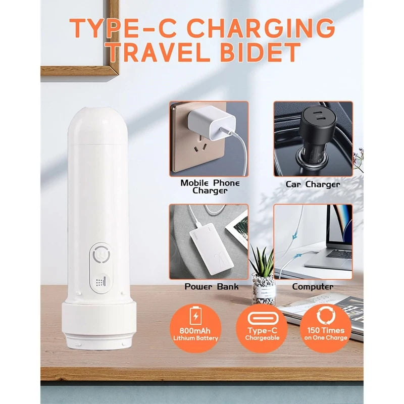 Portable Bidet - High Pressure Electric Sprayers Toilet with 3 Spraying Modes -Travel Bidet with USB-C Rechargeable-A69M