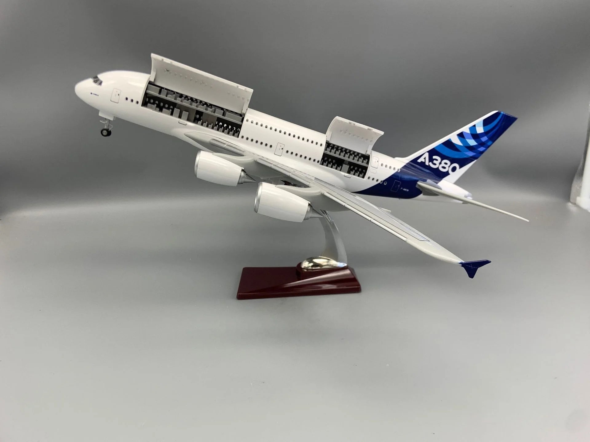 1:160 Scale Model Plane A380 Prototype with Opening Doors LED Lights & Rolling Landing Gear Static Display Souvenir Plane Toy