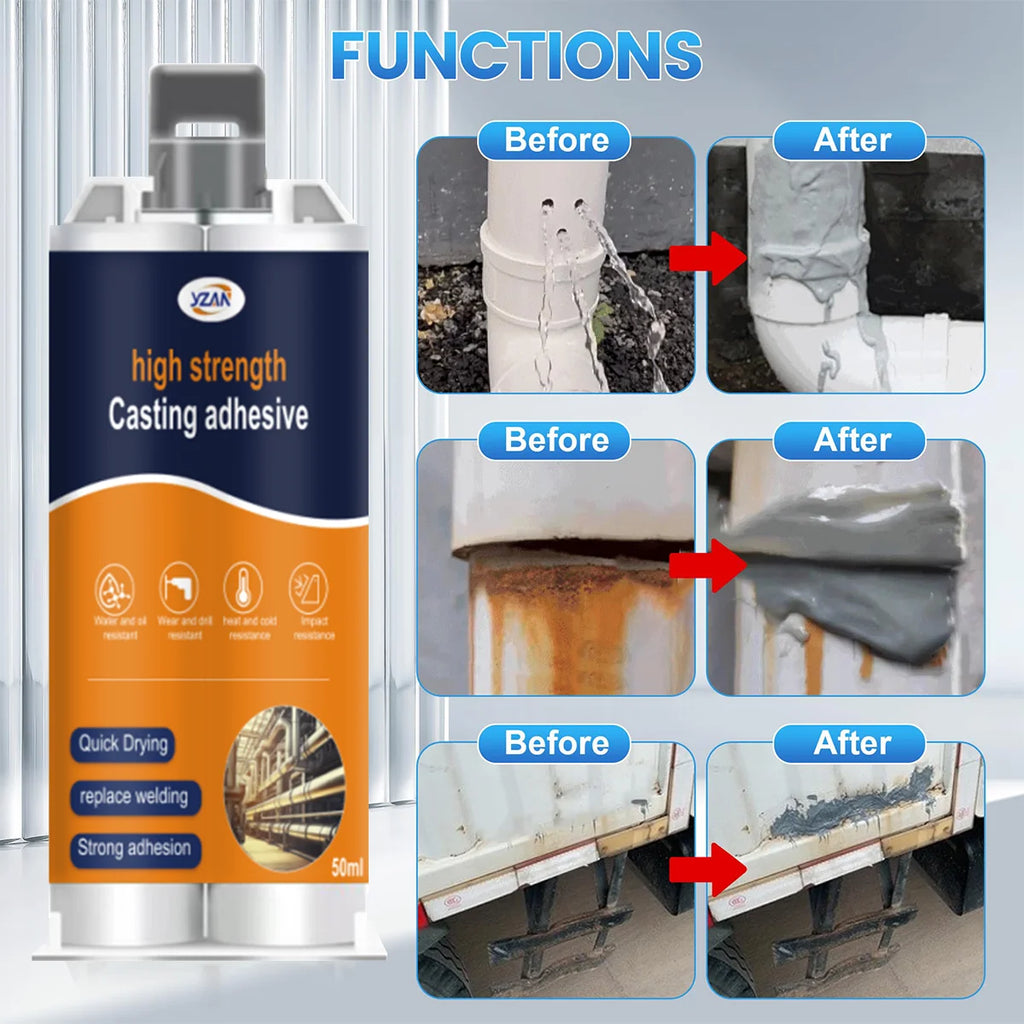 50ml Welding Waterproof Epoxy Casting Adhesive, 2 in 1 Metal Repair Paste, Ab Industrial Glue for Wheels, Strong Casting Welding Seam Metal Repair Agent