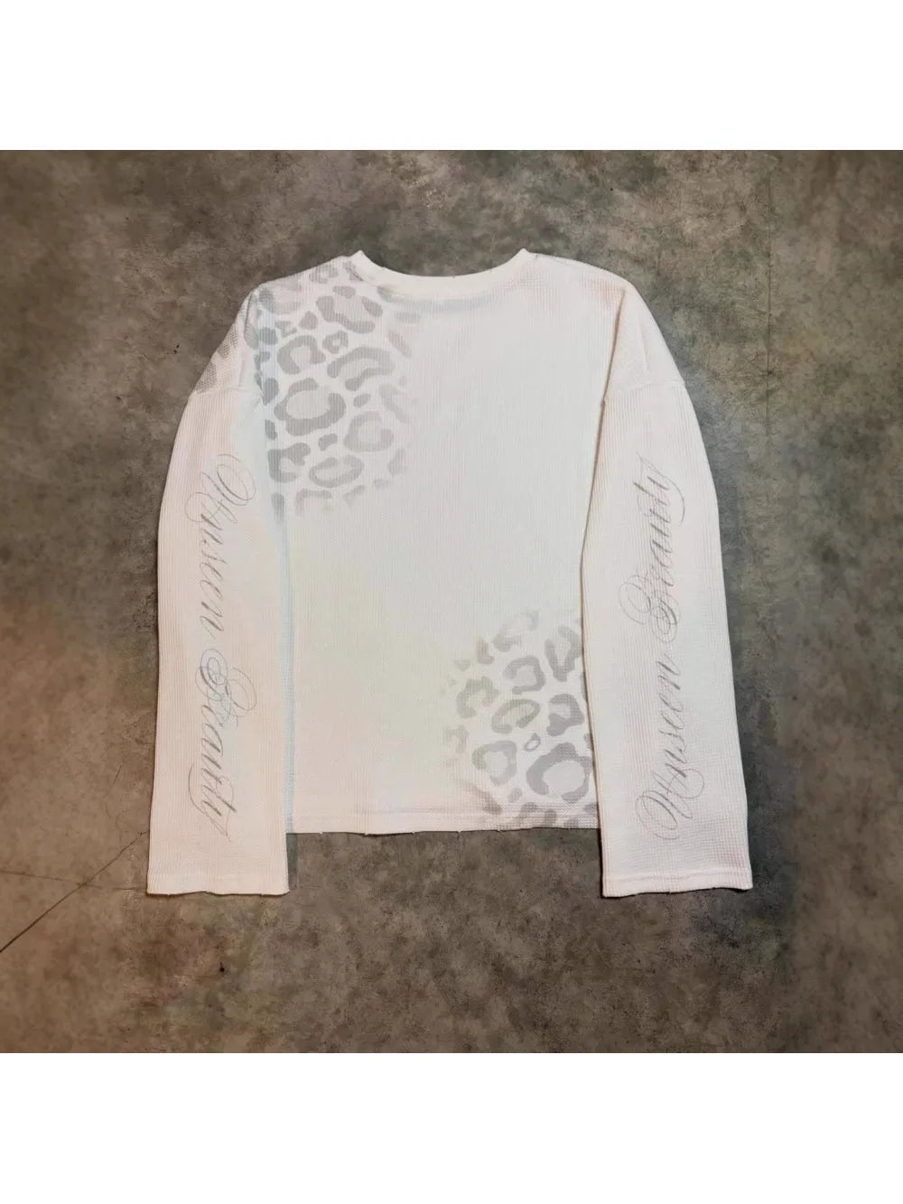 2026 new Y2K American retro leopard print letter printed long sleeved T-shirt hip-hop punk street trend daily casual versatile