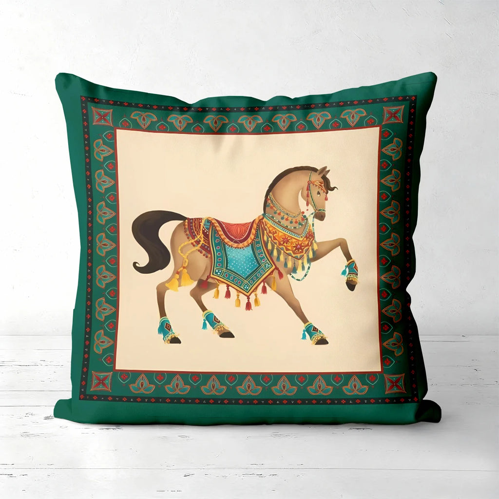 Stylish Horse Patterned Double-sided Printed pillow cover Short plush Suitable living rooms bedrooms sofas throw cushion cover