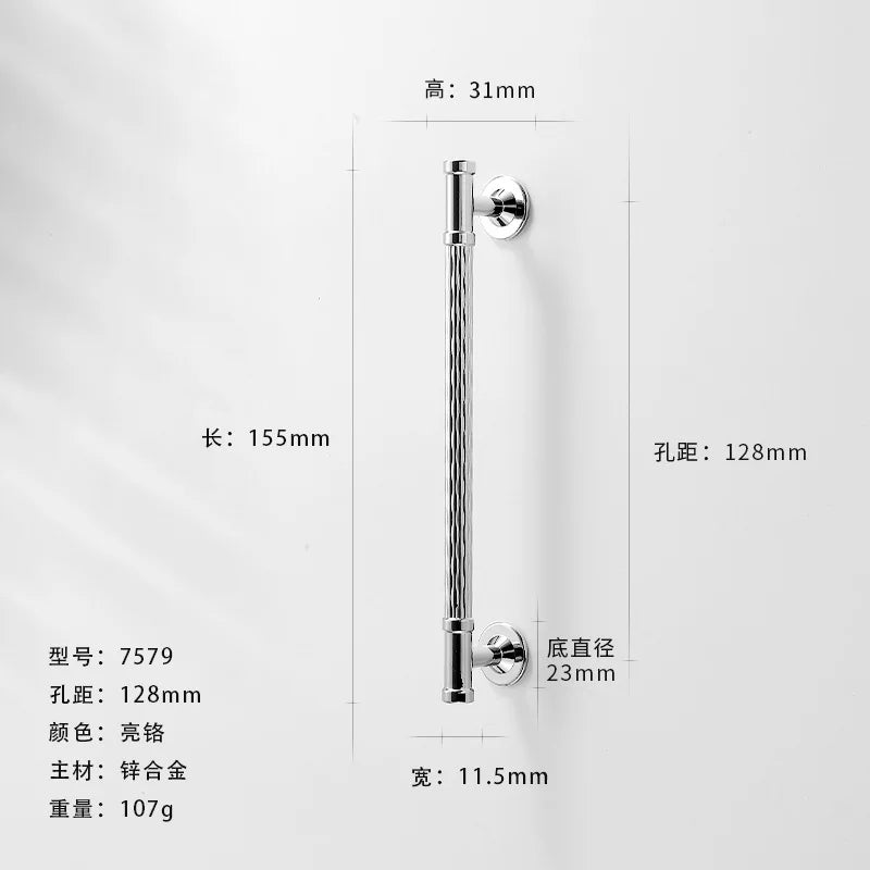 Bright Chrome Silver Wardrobe Door Handle Modern Minimalist Zinc-Alloy Pull for Cabinet Shoe Cabinet  Drawer Furniture Hardware