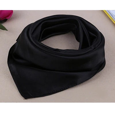 Four seasons new Solid Color Women Silk Scarf Fashion Airline stewardess Occupation 60X60cm small Kerchief Party Gift F1044