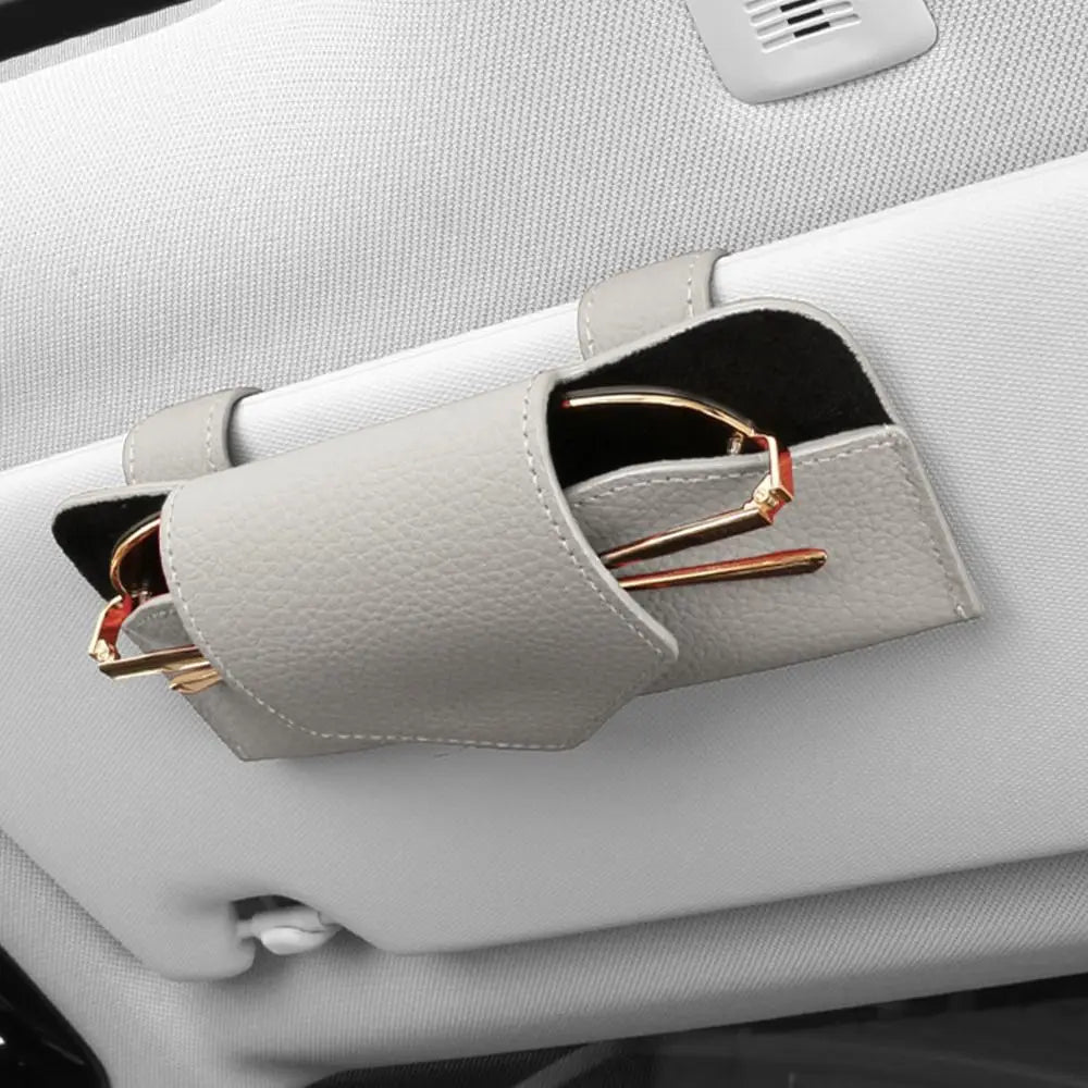 PU Leather Auto Eyeglasses Storage Case Sunglasses Clip Wear-Resistant Car Glasses Case Hidden Magnetic Closure