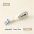 Portable Adjustable Travel Clothesline Nylon Laundry Drying Rope Windproof No Drill with 34 Hanging Holes for Outdoor Indoor